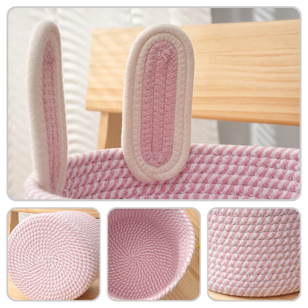 

Hampers Rabbit Ear Storage Basket Sundries Organizer Sundry Toy Bunny Container Small Pink Girl