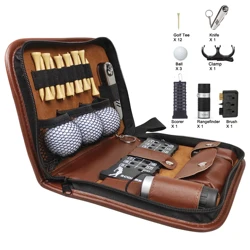 Golf Kit Tool Carrying Bag Multifunction Pu Golf Accessories Pouch Set Tool RangeFinder Knife Brush Ball Clip Tee Score