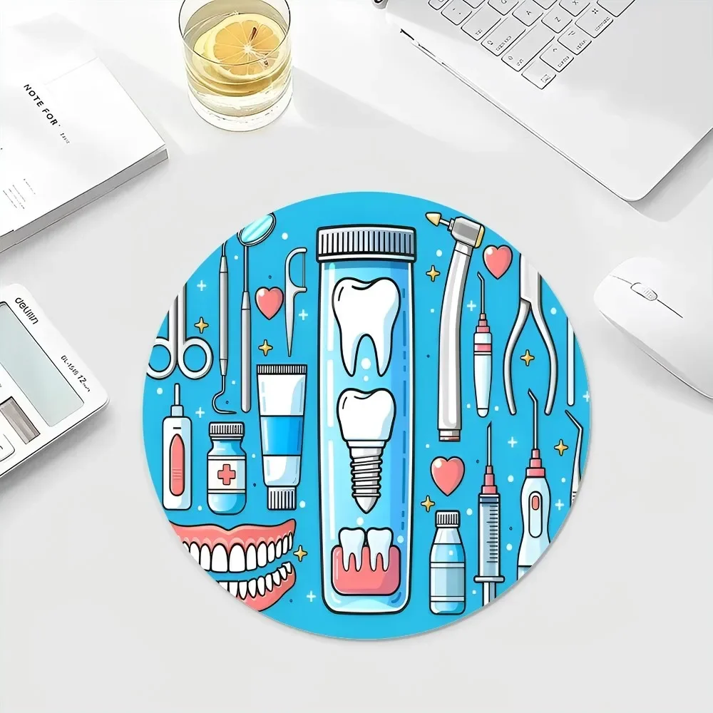 The Dentist ToothNon-slip Round Office Computer Desk Mat Table Keyboard Big Mouse Pad Laptop Cushion Non-slip for PC Gamer