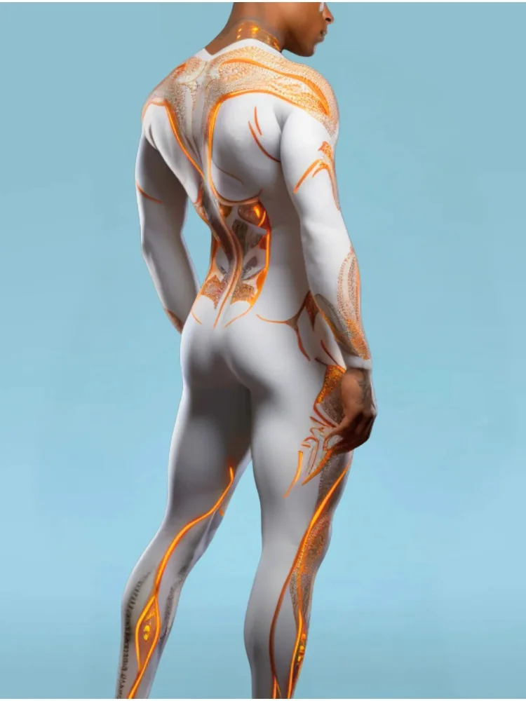 Halloween Smart Künstlerisches Kostüm Herren Technologie-Strumpfhose Karnevalsparty-Strumpfhose Bühnenauftritts-Jumpsuit Stretch-Bodysuit – Detail 3