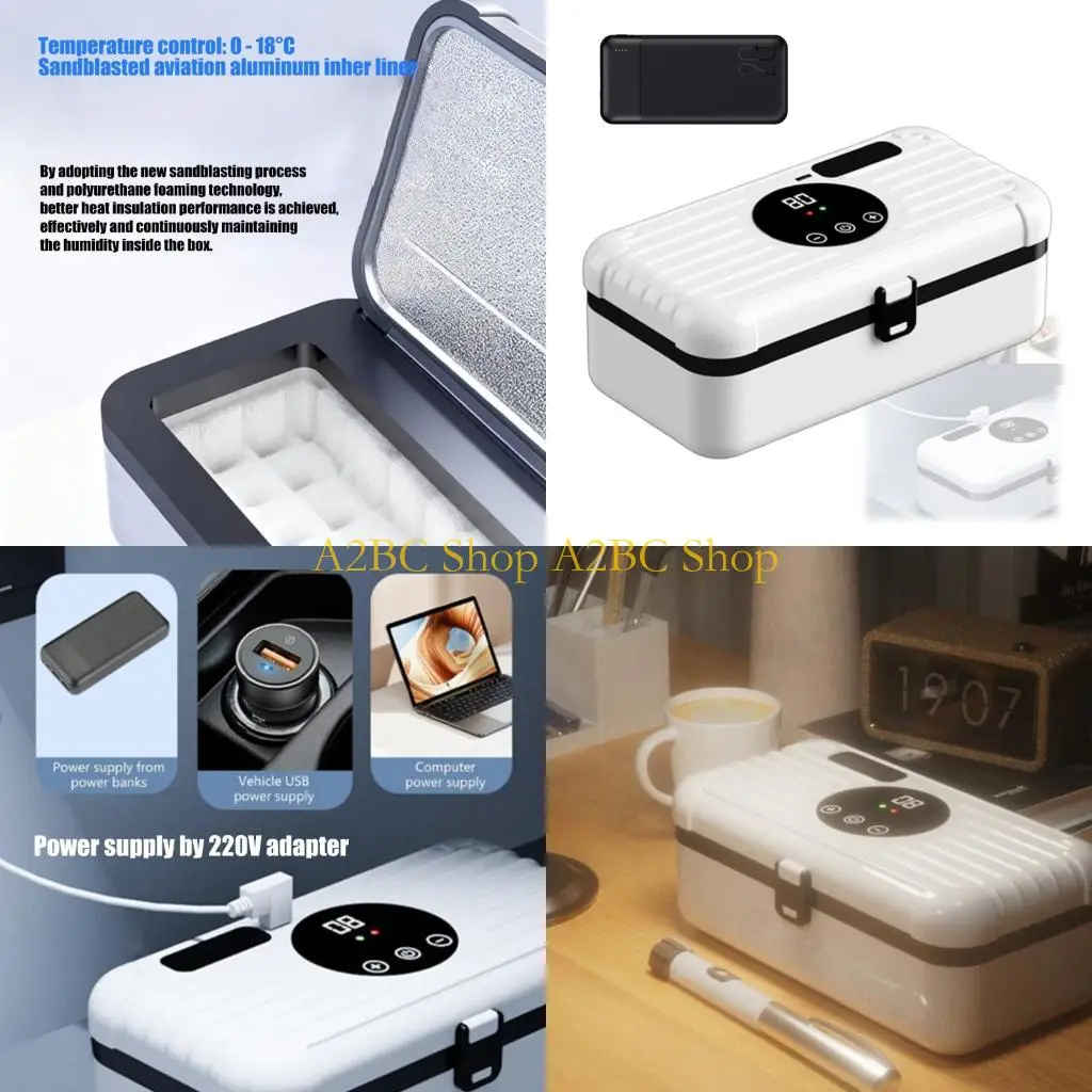 A2BC Thin Warm Container for Cold and Hot Items USB Propelled Suitable for Travel Camping and Daily Applications