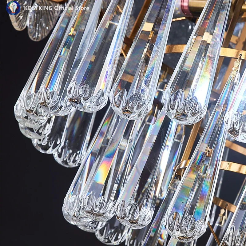 2022 الحديثة الإبداعية ضوء الفاخرة Led كريستال ثريا تركب بالسقف لغرفة النوم غرفة المعيشة مطعم فندق الزجاج قلادة مصباح