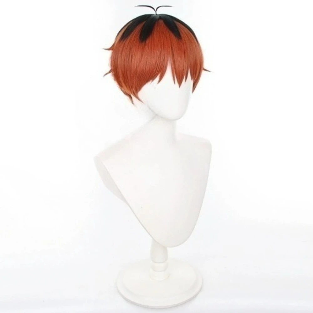 Parrucca cosplay Anime Stark 30 cm Marrone Rosso Nero Capelli corti Parrucche sintetiche resistenti al calore per feste