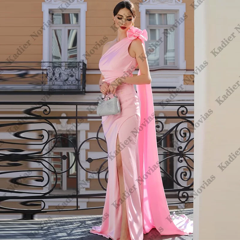 

Sheath Pink Bridesmaid Dress with Side Split for Wedding Party Guest Dresses vestido madrinha casamento
