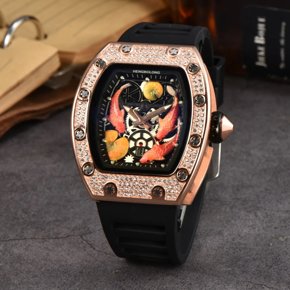 New Barrel Alloy shell Quartz Watch for men Super Strong Silicone tape Quartz Pointer Watch Wholesale