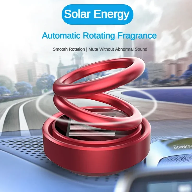 Portable Kinetic Mini Heater Car Air Freshener Solar Powered Double Ring Rotating Air Cleaner Perfume Fragrance Diffuser