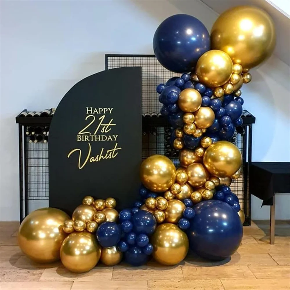 

106Pcs Navy Blue Balloon Garland Arch Kit Metallic Gold Latex Balloons for Wedding Birthday Party Bridal Baby Shower Decorations