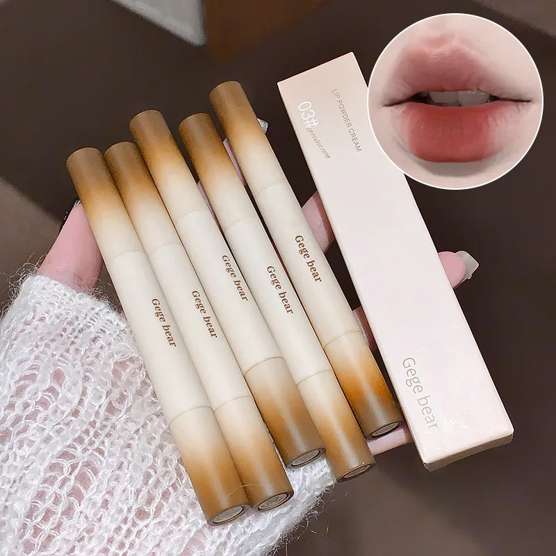 Crema in polvere per labbra opaca Gege Bear Velvet: finitura morbida velluto, aspetto naturale e miglioramento del tono della pelle, lunga durata,