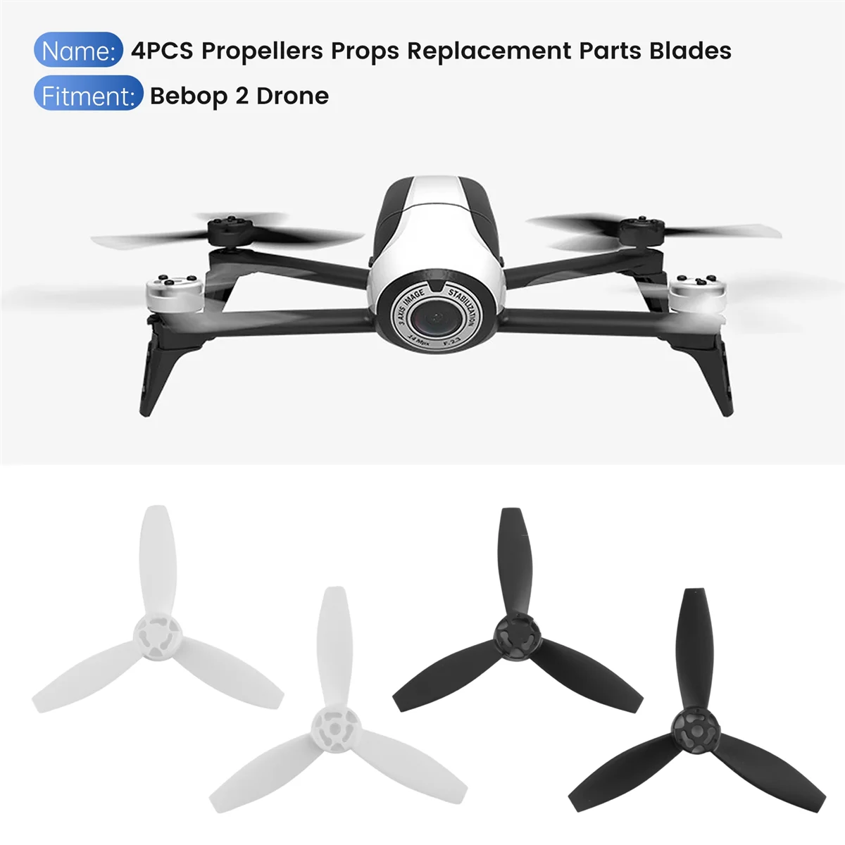 A88X 4 프로펠러 소품 교체 부품 Parrot Bebop 2 Drone Black White 용 블레이드