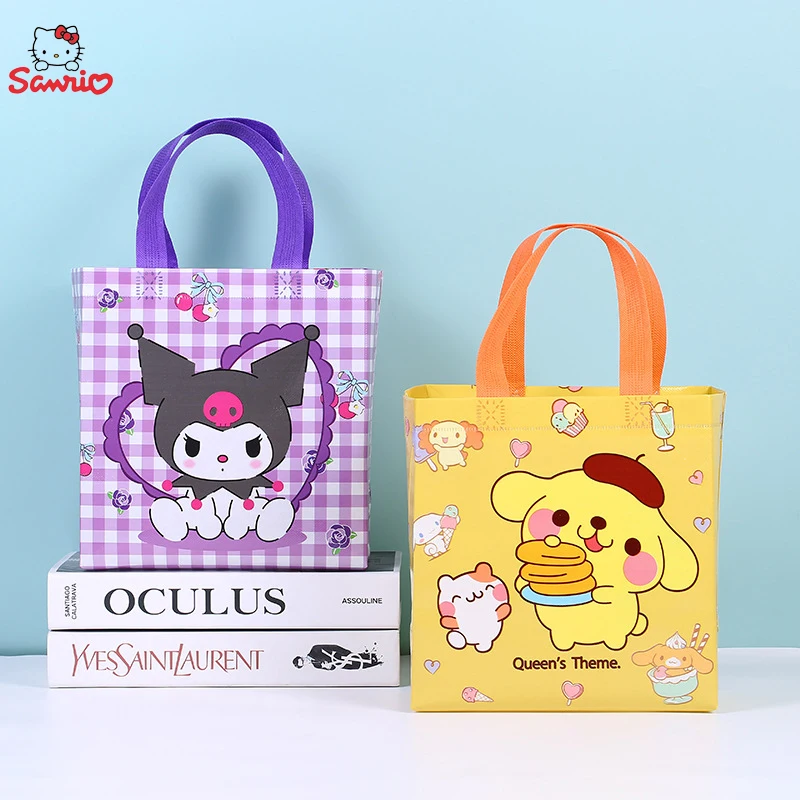 Anime Sanrio Creative Non-woven Bag Kuromi Hello Kitty Cinnamoroll Melody Storage Bags Large Capacity Carrying Bag Item Gifts