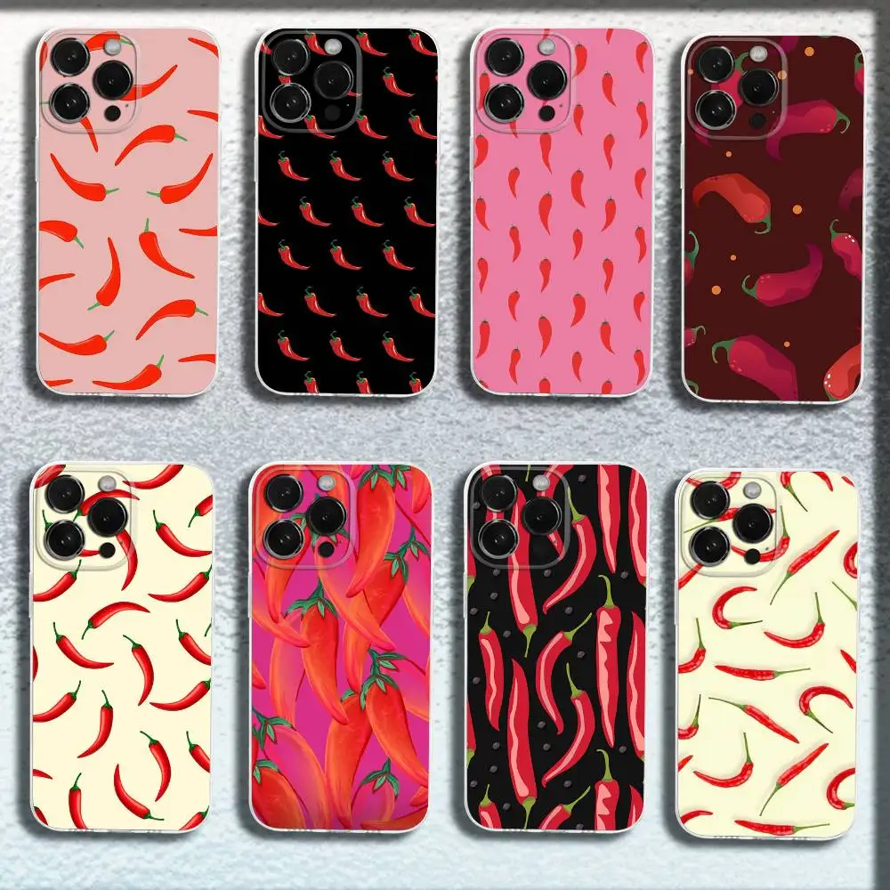 귀여운 칠리 아트 폰 케이스 아이폰 17,16,15,14,13,12,프로,맥스,플러스,E,SE4,에어,미니 투명 커버