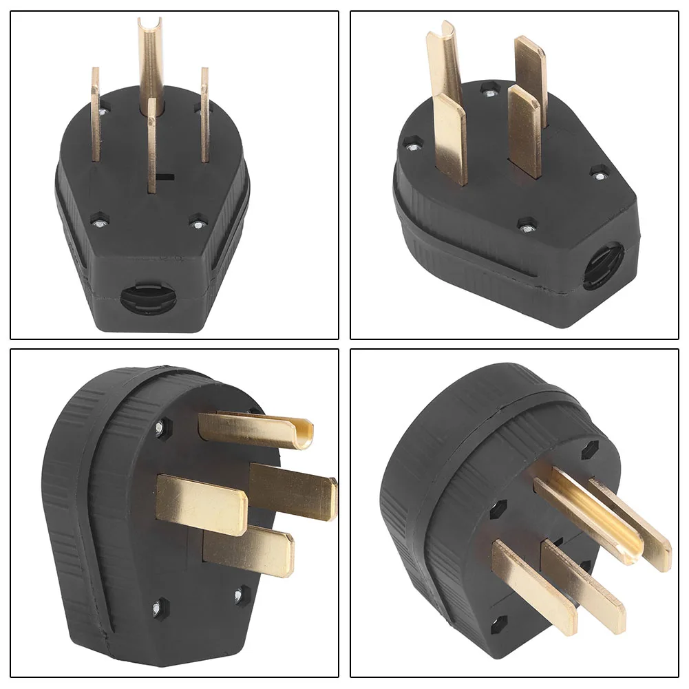 50A For NEMA 14-50P Male 125 250V for Dryer RV Generator Stove Replacement Straight Blade Angle Construction Industrial Use