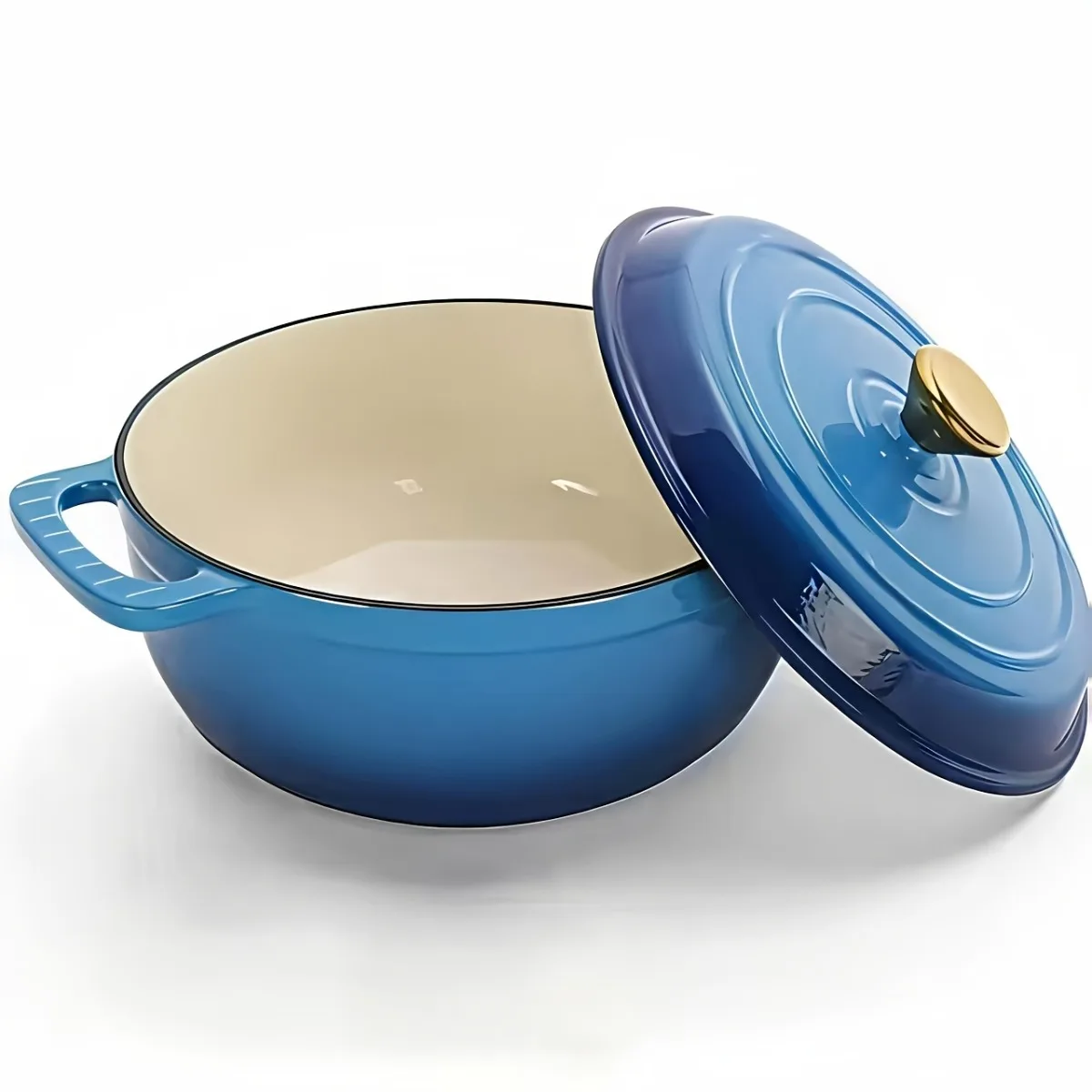 Enameled Cast Iron Dutch Oven Pot with Lid Dual Handles 500 F Oven Safe Dutch Oven Works on All Stovetops Heavy Duty Enamel Pot for Braising Roasting Baking Soups Stews Bread Home Kitchen Cookware Casserole Pot Kitchen Essentials for Cooking and Meal Prep
