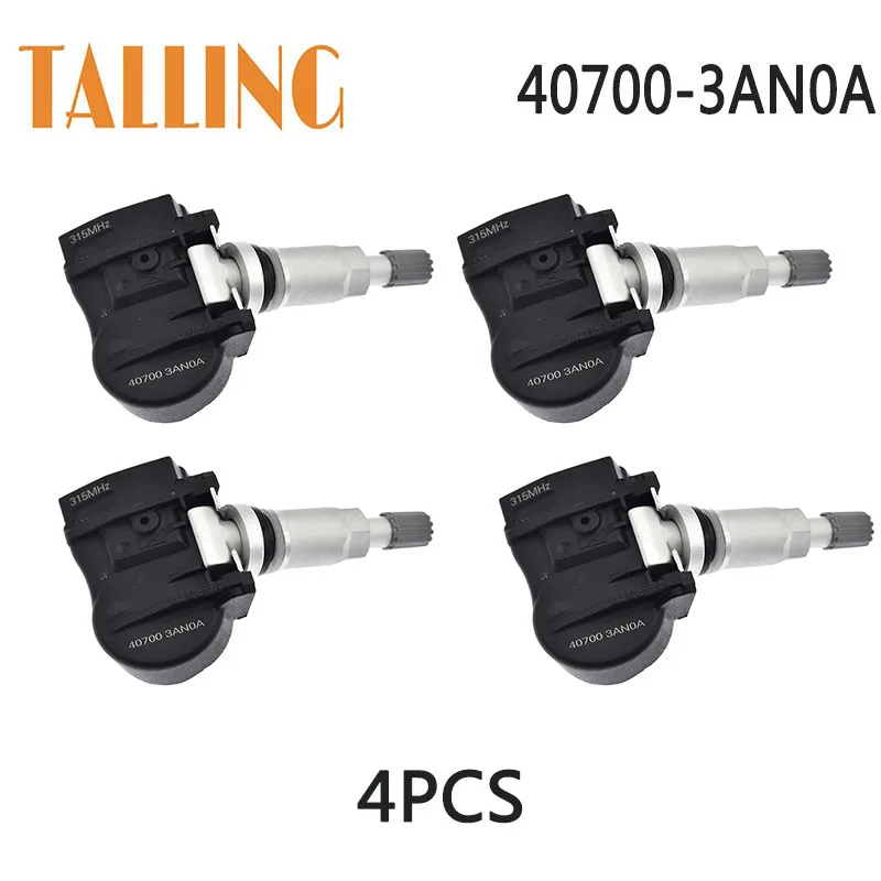 

40700-3AN0A 4Pcs TPMS Tire Pressure Sensor for Nissan Frontier Maxima NV200 Versa Sentra 1.8L 2.5L I4 3.8L 4.0L V6 407003AN0A