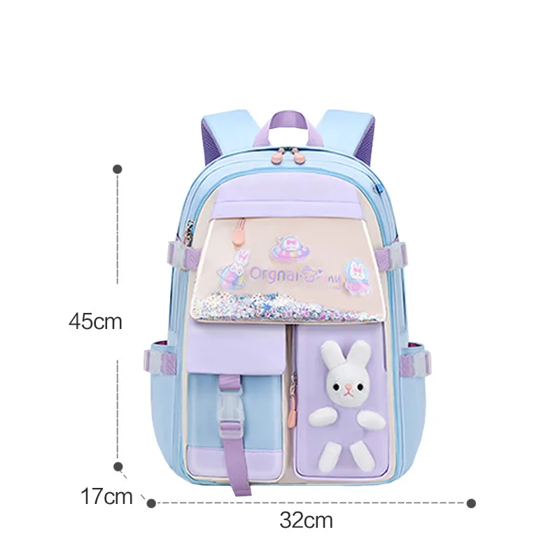 Escola Primária Girls\' Schoolbag, Saco Leve para Crianças, Sacos Impermeáveis, Mochila de Viagem Colorida, Mochilas Presentes, Kawaii