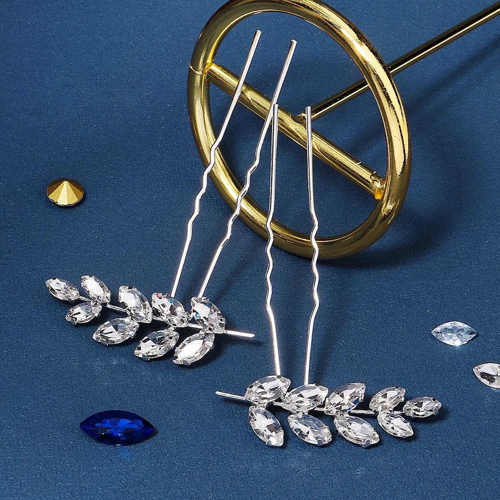 

2Pcs Wheat Hairpin Rhinestone U Shaped Hair Fork Women Bridal U Shaped Hairpin Party Wedding Accessory Styling