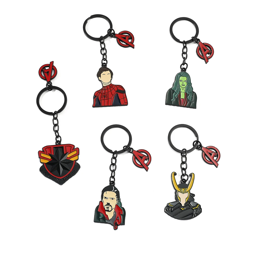 Marvel Keychains Spiderman Loki Black Widow Doctor Strange Key Chain Bulk Schoolbag Pendant Children Gift Anime Figure Toys