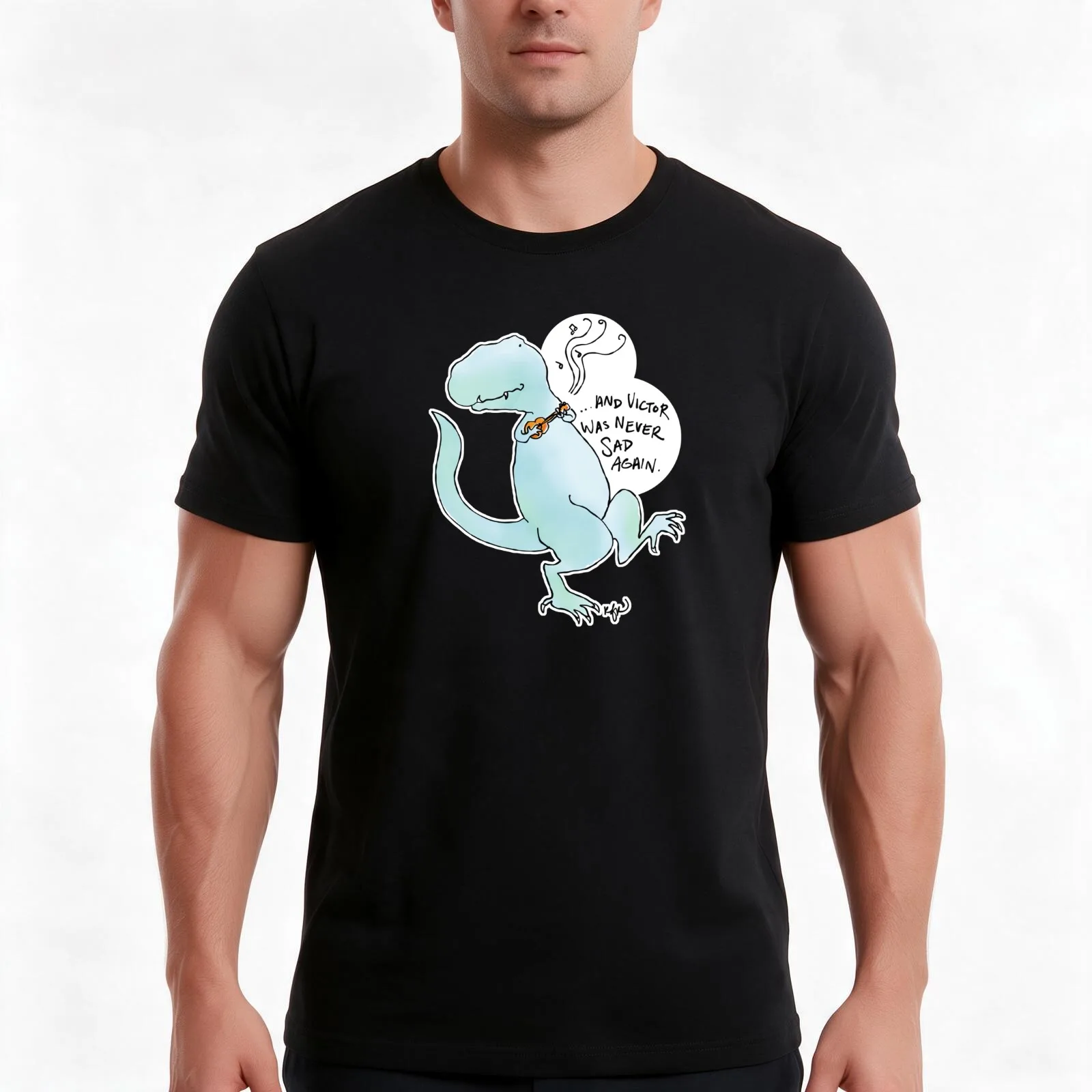 Victor and His Ukelele T-Shirt, Summer Casual Cotton Tee, Oversized Streetwear Tops, Vintage Graphic Print, Unisex Men Women