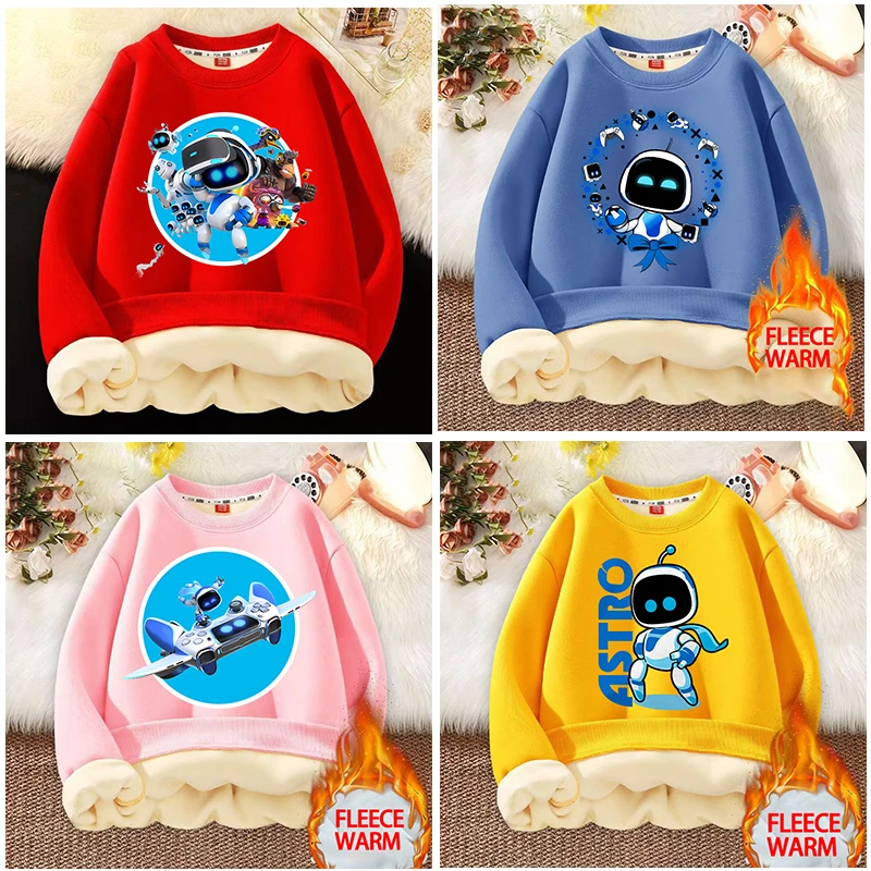 

Astro Bot Lamb Wool Sweatshirt Boy Girl Anime Cartoon Cute Printing Pullover Hoodie Warm Long Sleeve Top Clothes Sweaters Gift