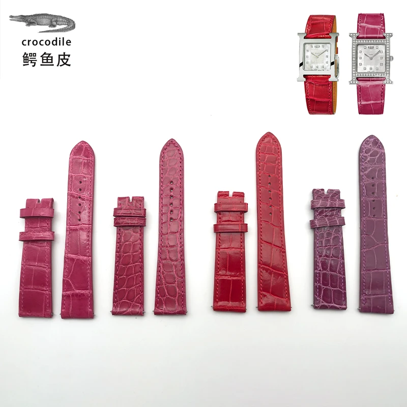 Suitable for Hermes strap genuine crocodile leather soft and durable high-grade 16mm20mm HH watch strap