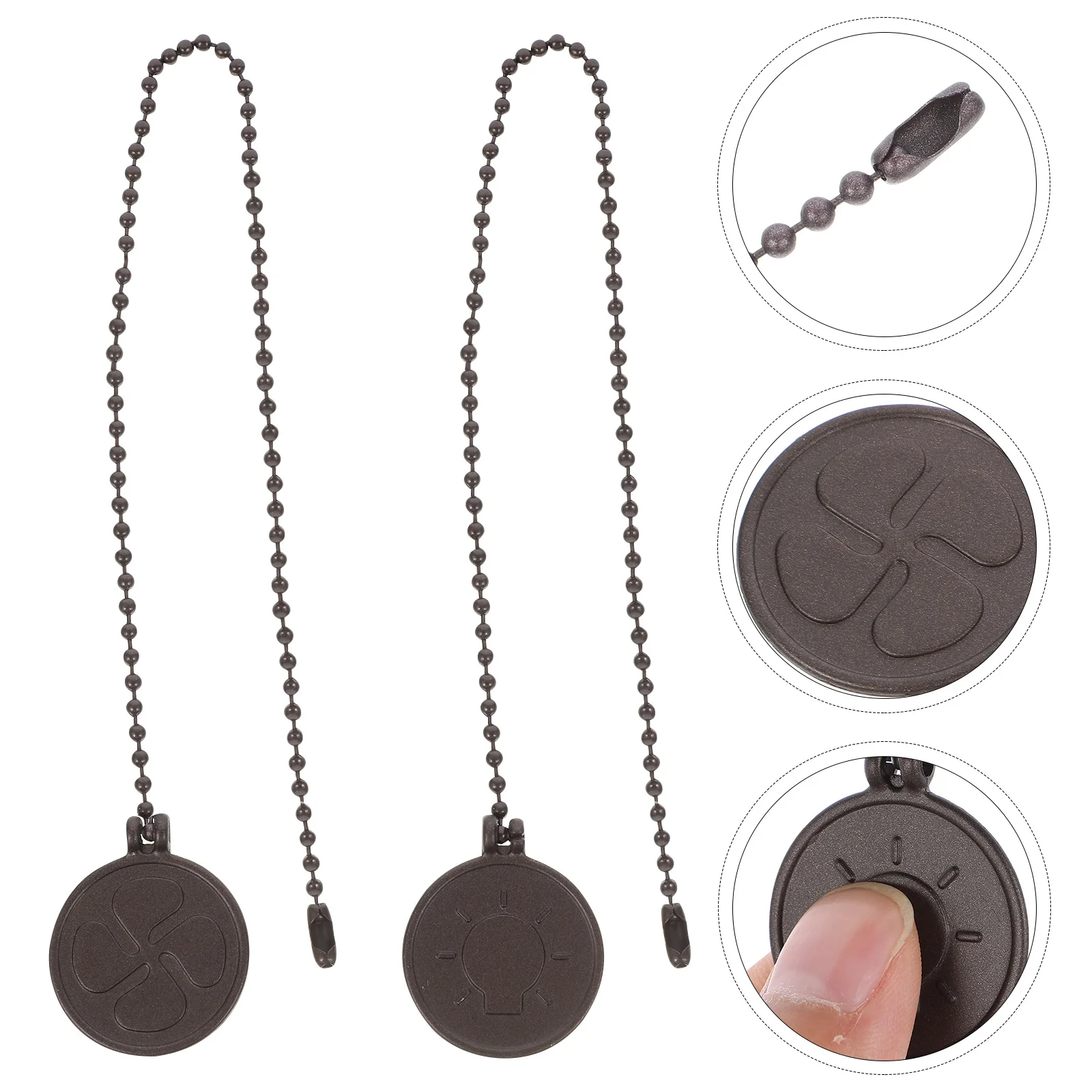

2pcs Ceiling Fan Pull Extension Metal Lamp Pull Chain Pendant For Light Switch Decorative Fan Chain Extender Hanging Cord
