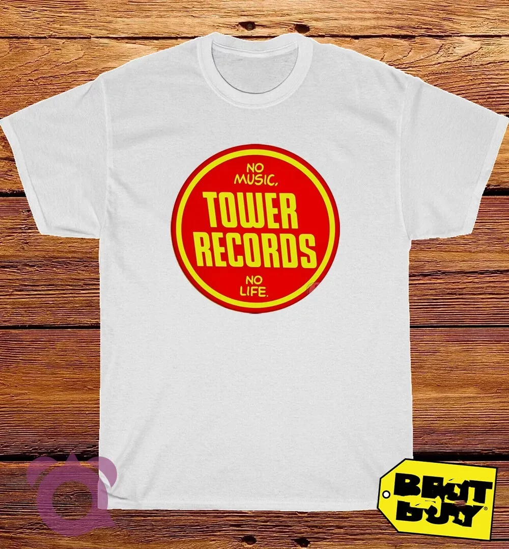 

2025 Summer New Hot T-shirt Tower Records Logo Men's Funny T-shirt Printed Cotton Round Neck T-shirt for Men and Women
