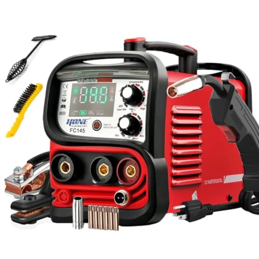 

MIG Welder Machine Actual 145Amp 110V/220V Dual Voltage Flux Core Welder 3 in 1 Synergic Gasless wire MIG/Stick Welder/Lif