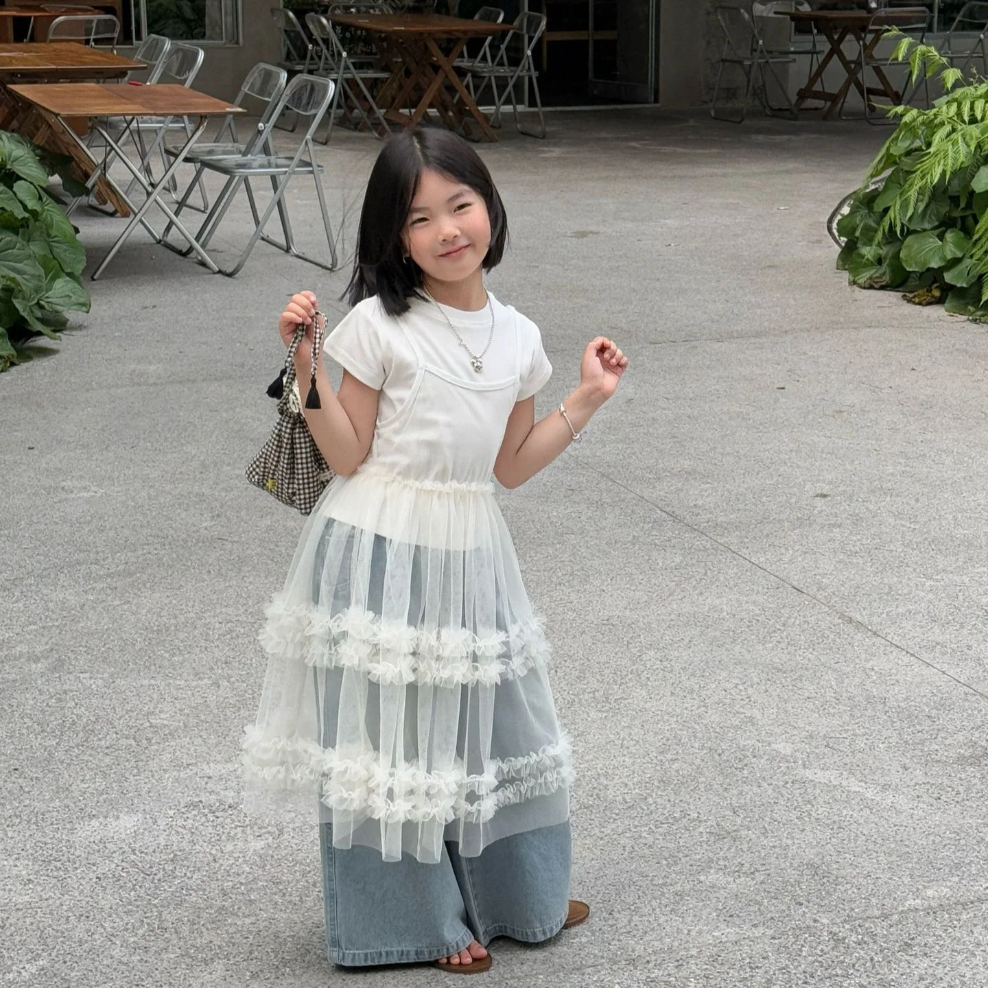 

2026 Summer New Children's Clothing Korean Clothing Girls' Yarn Strap Dress Long Skirt Summer Children's Skirt
