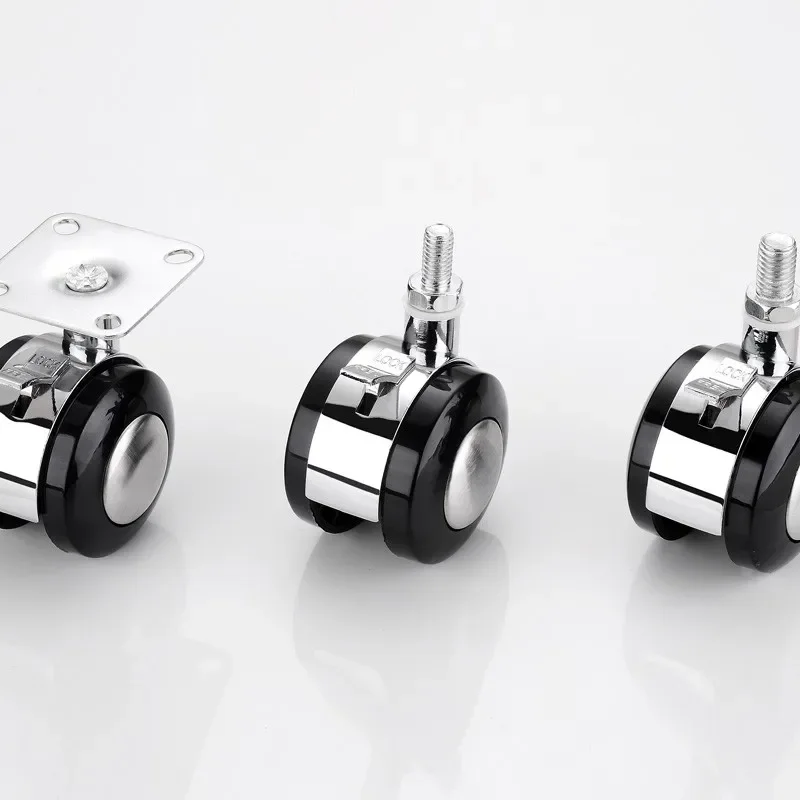 4 Pcs/Set 1.5 Inch Furniture Cabinet Stool Boss Chair Caster Swivel Steering Universal Pulley Accessories