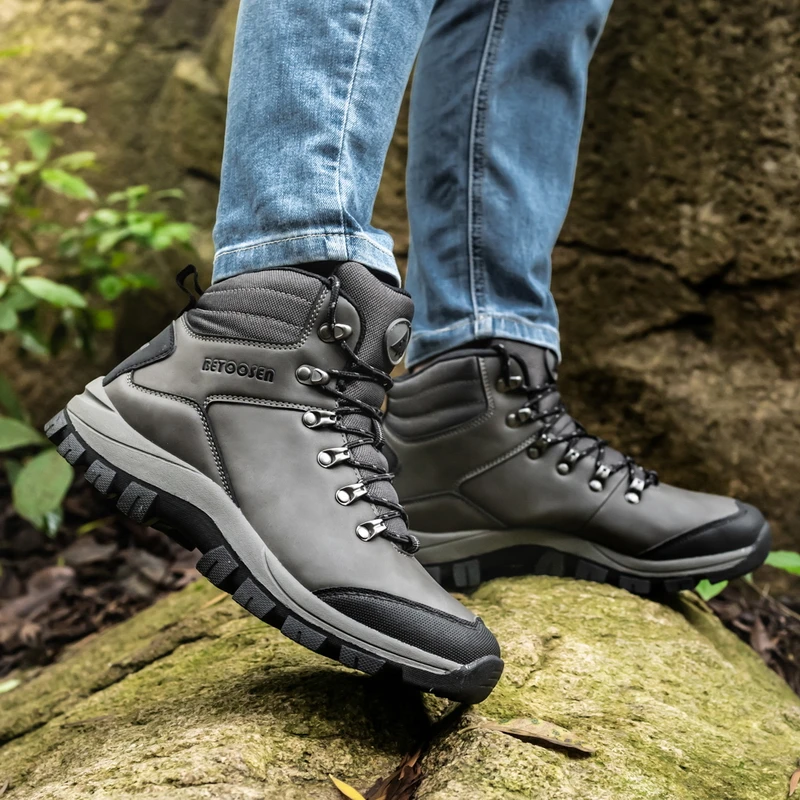 Wandelschoenen Mannen Lederen Sneakers Anti-Collision Waterdichte Warm Houden Mannen Outdoor Klim Trekking Schoenen Top Casual