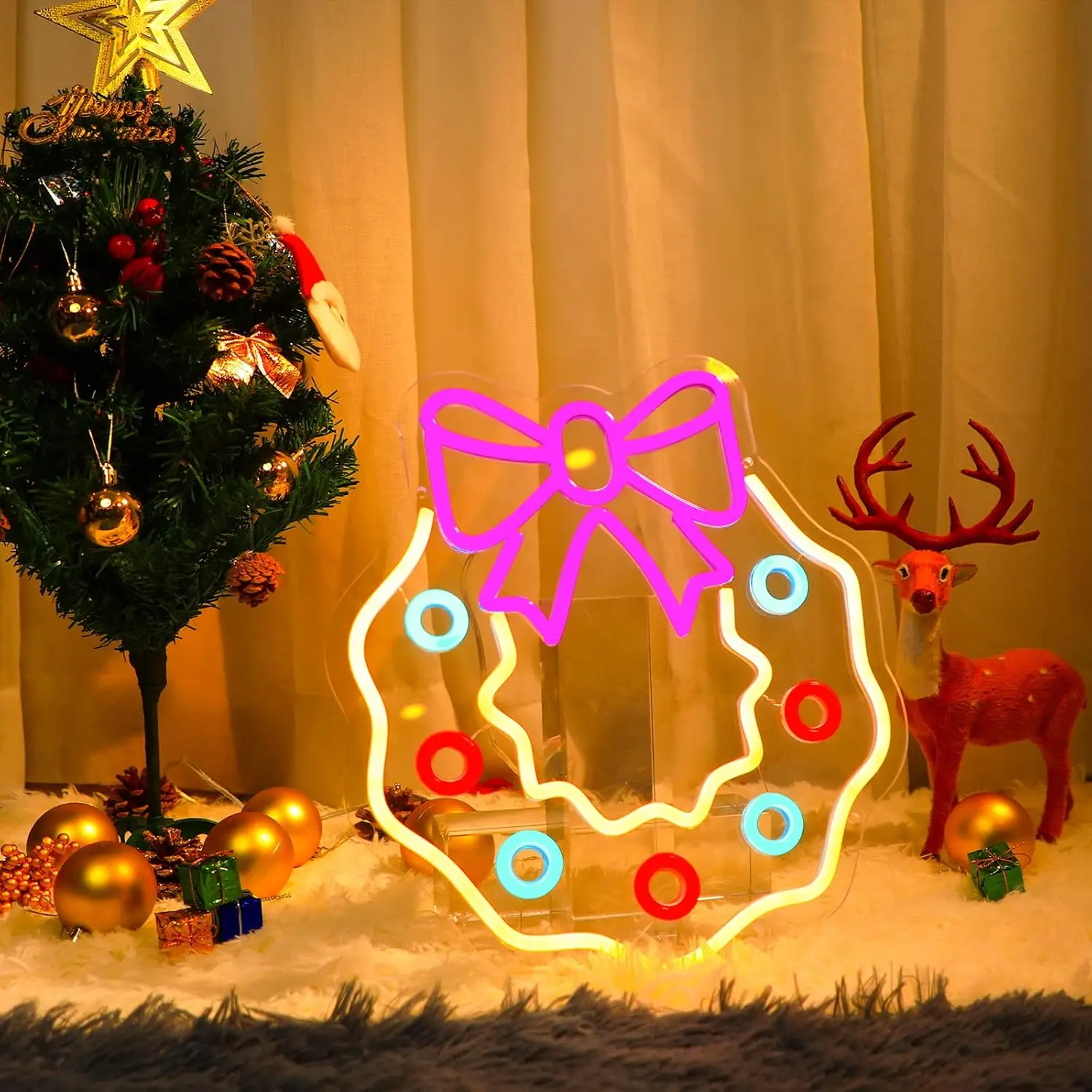 دونات النيون عيد الميلاد LED النيون ضوء جدار ديكور للأطفال غرفة نوم الزفاف بار نادي هدية الكريسماس لصديق USB بالطاقة #3