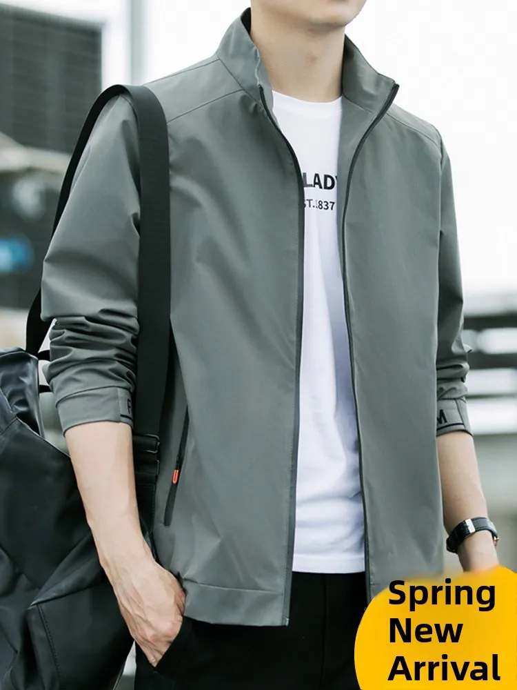 

Мужская легкая демисезонная куртка из чистого хлопка на молнии, модная, приталенная, с воротником-стойкой