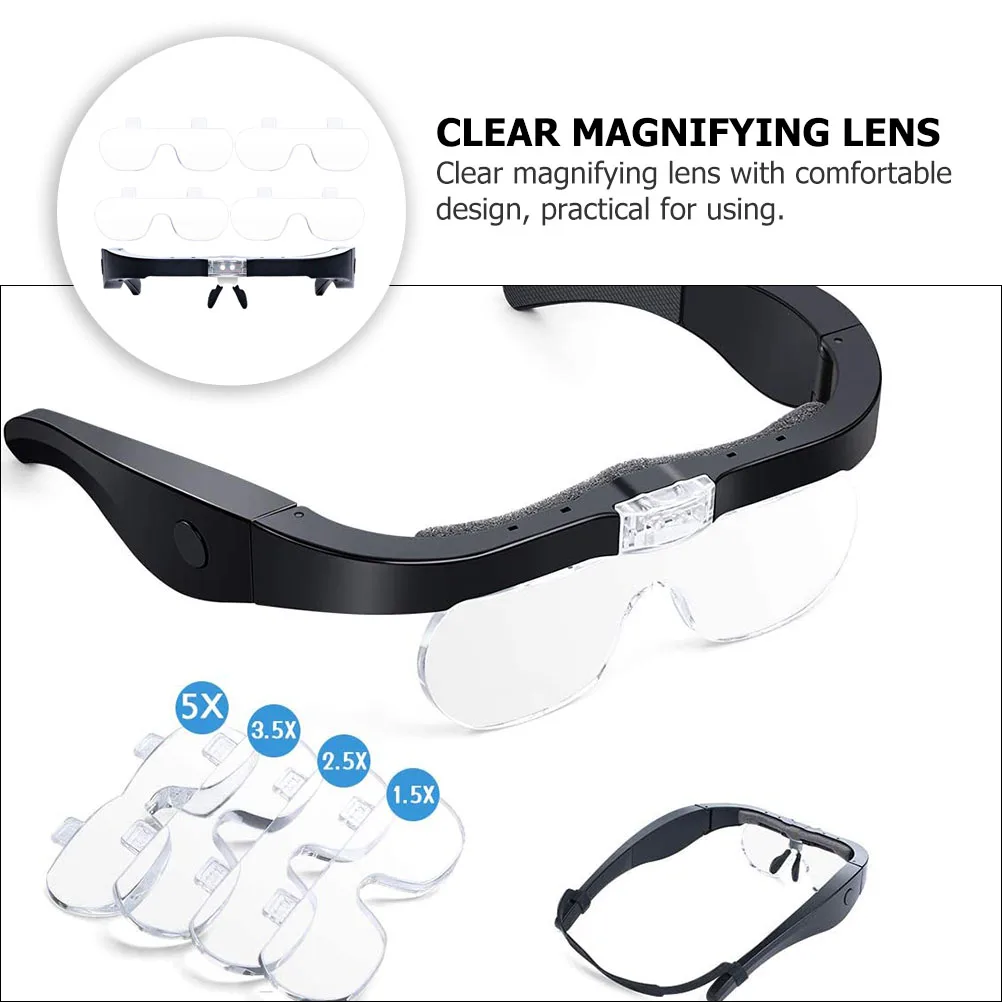 

Lightweight Head-Mounted Reading Magnifier Usb Rechargeable Led Magnifying Glass For Seniors Repair Embroidery Maintenance
