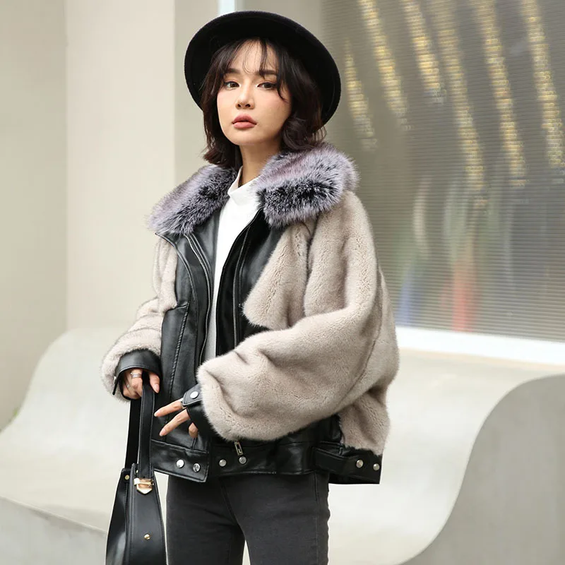 

Winter New Fashion Women's Color-coded Casual Trendy Elegant Turn-down Collar Long Sleeve Loose Faux Fur Coats Female Clothes
