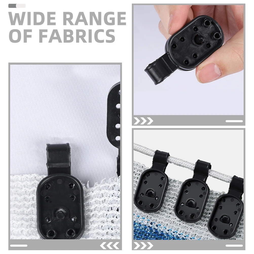 50pcs Shade Net Clips for Greenhouse Terrace Sunshade Fixing Black Garden Nets Plant Buckle Agricultural Film