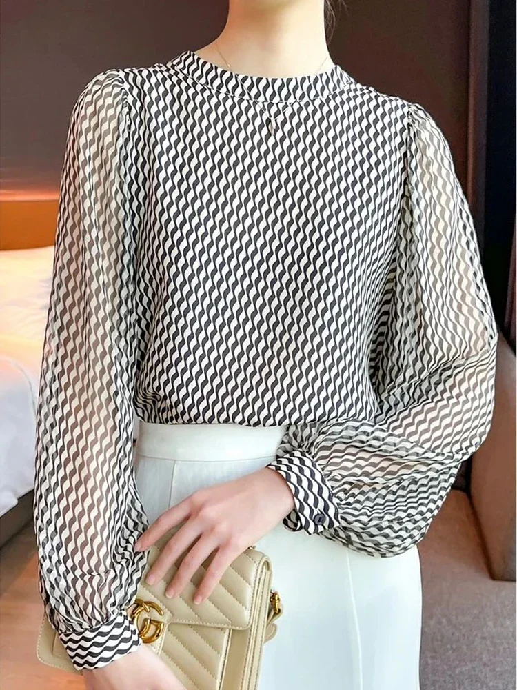 

beautiful printing Blouses for women Tops Blusas Mujer New chic office ladies shirts