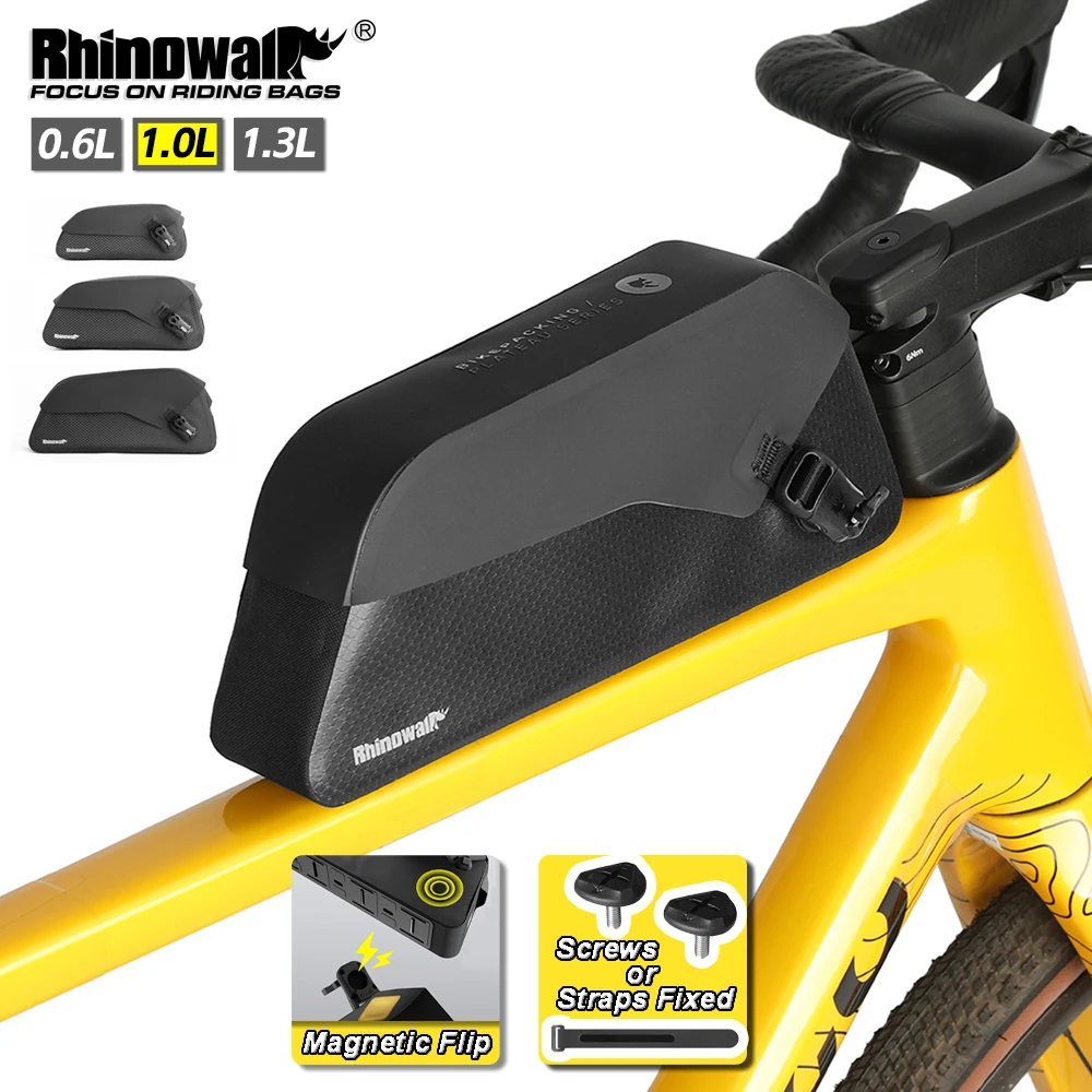 

Rhinowalk велосипедная верхняя сумка-труба 0,6 л/1,3 л IPX4 водонепроницаемая магнитная откидная безопасная посадка противоскользящий ремень велосипедная упаковка аксессуары для велосипеда