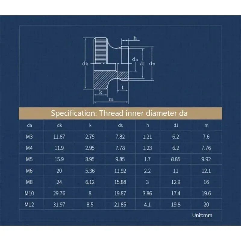 

Knurled Thumb Nuts M3 M4 M5 M6 M8 M10 M12 304 Stainless Steel Hand Nut High Head Knurled Thumb Through Hole Blind Hole Nut