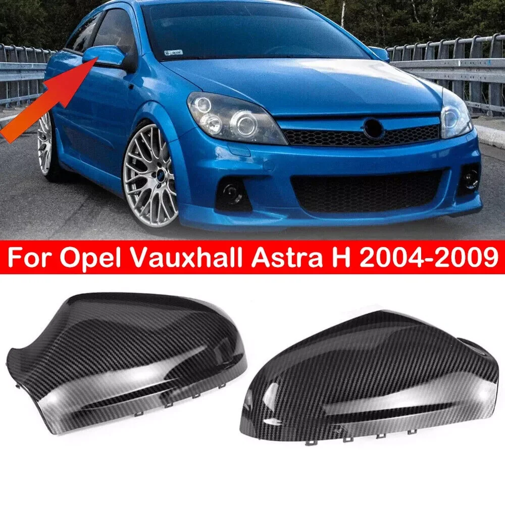 2PCS Carbon Fiber Look Door Wing Rearview Mirror Cover Cap For Vauxhall Opel Astra H MK5 2004-2009 For Saturn/Holden Astra