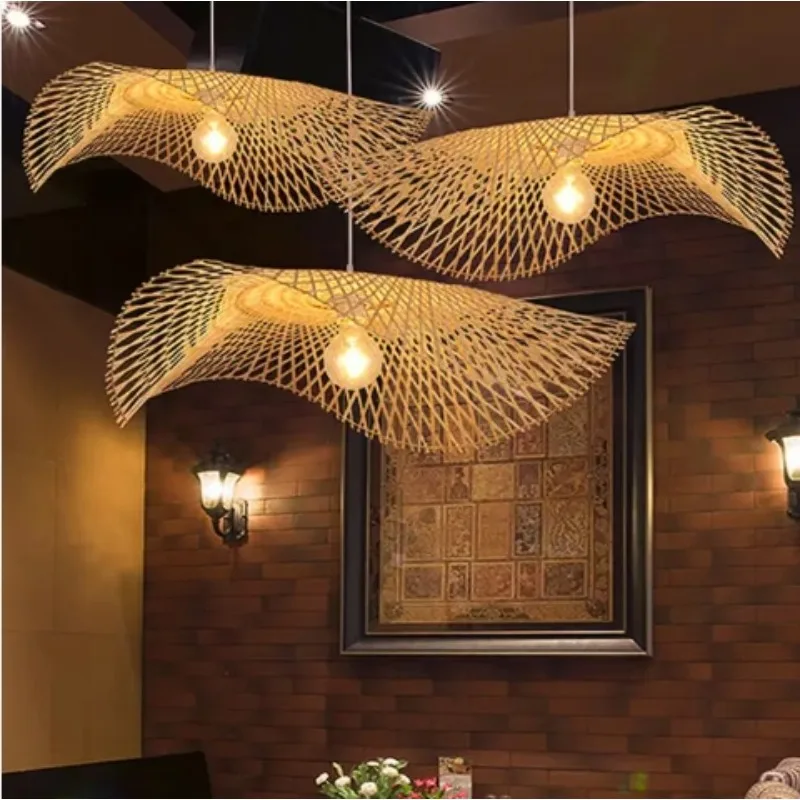 

Popular Design 45cm Bamboo Light Indoor Decoration Natural Wooden E27 Pendant Lamp for Home Living Room Hotel Lighting Shade