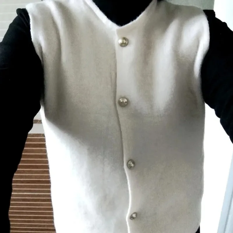 

Vests Women Solid Single Breasted Korean Fashion Elegant Ins Knitted Casual Gentle Stylish All-match Coats Spring Simple Trendy
