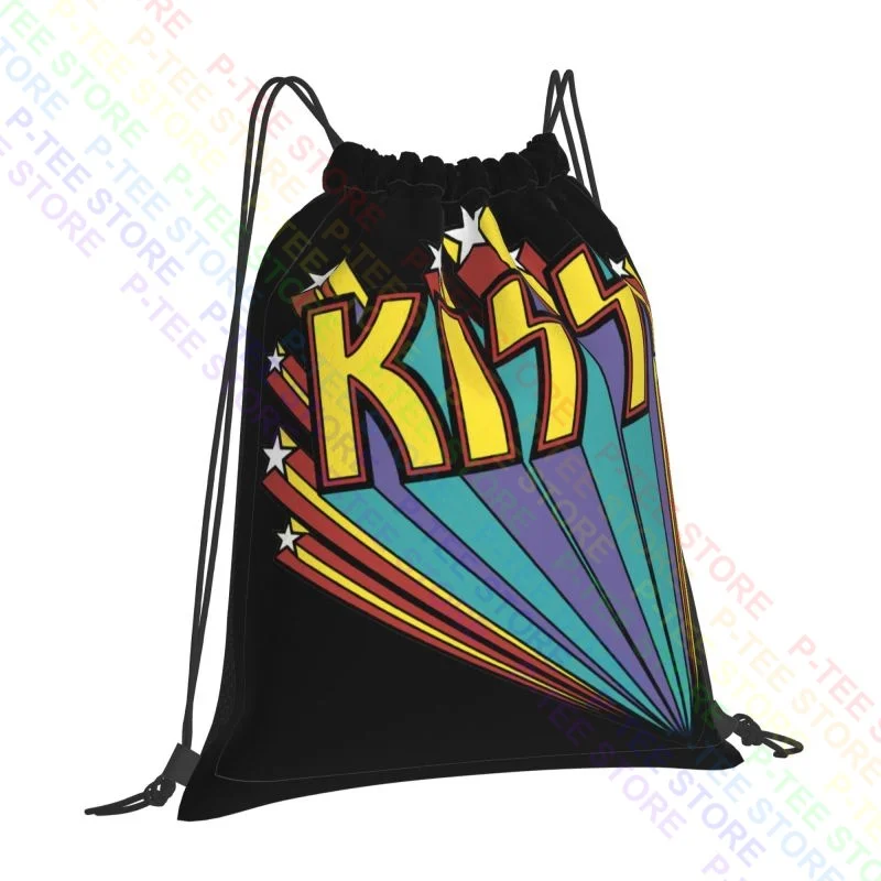 Kiss Army Rock Band Heavy Metal Simmons Concert Tour Drawstring Bags Gym Bag Shoe Bag Outdoor Running