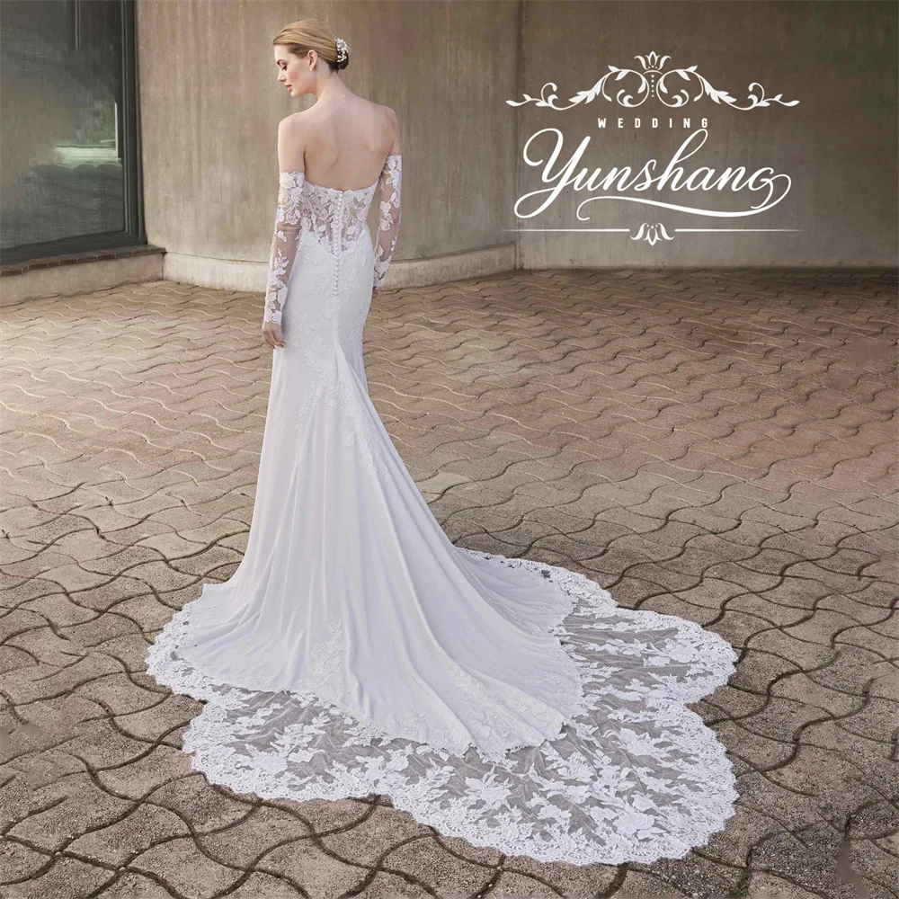윤샹 맞춤형 스위트하트 스트랩리스 머메이드 웨딩드레스 레이스 자수 아플리케 슬리브리스 백리스 모던 엘레강트 신상
