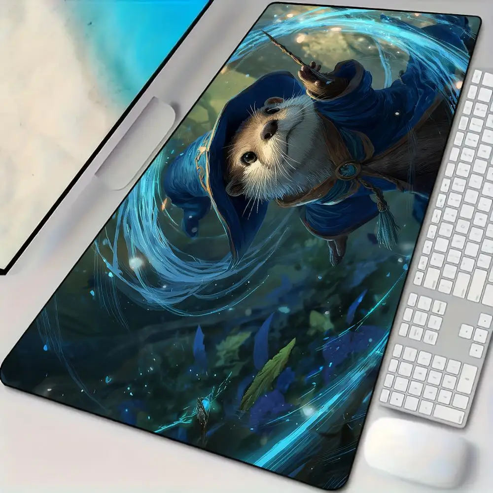 

Anthropomorphic otter magician Mouse Pad Desk Mat with Stitched Edge Rubber anti-slip Durable pc accessories Gaming mats rug