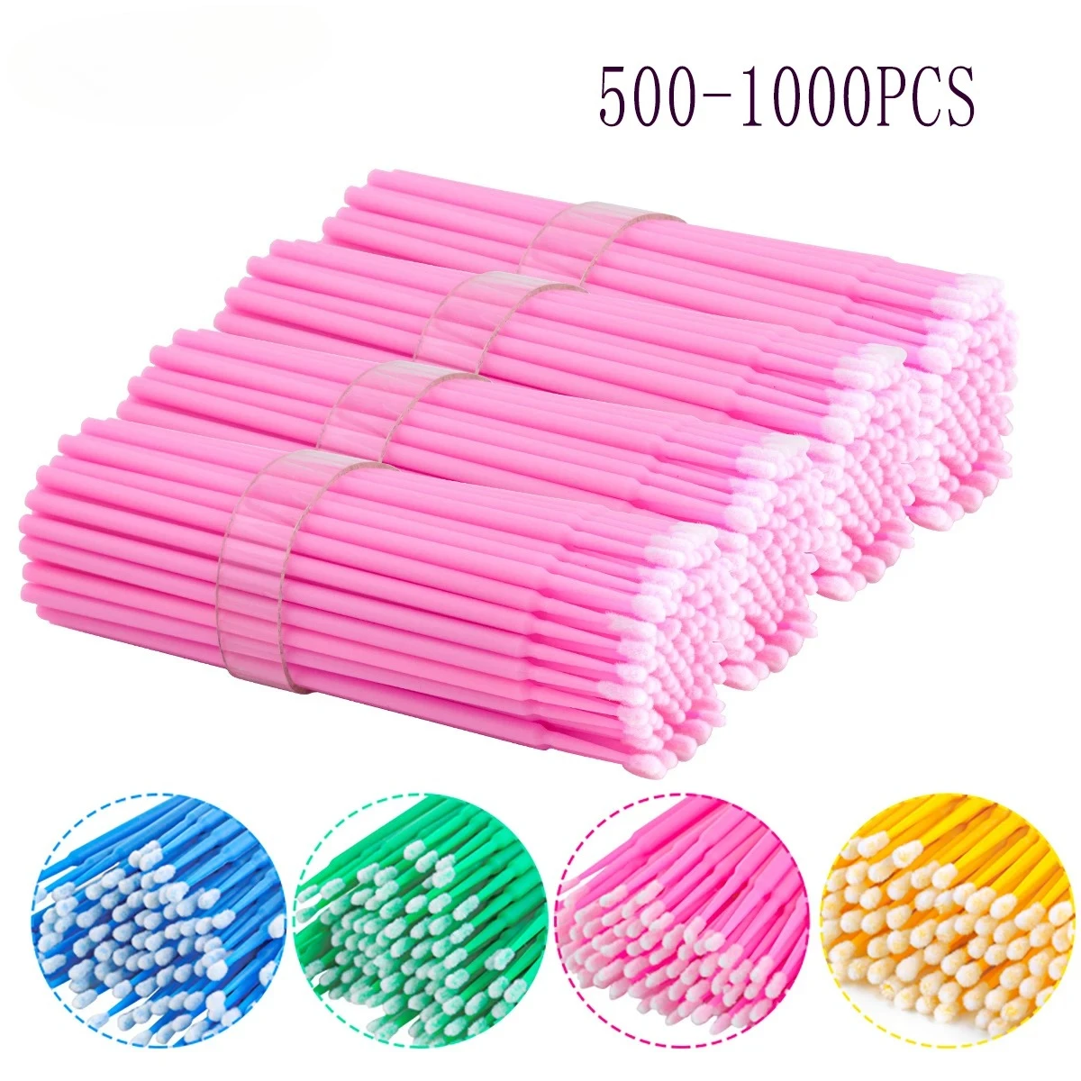 Extension de cils individuelle, 500/1000 pièces, coton-tige pour enlever les cils, microbrosse pour outils de maquillage, vente en gros, microbrosse