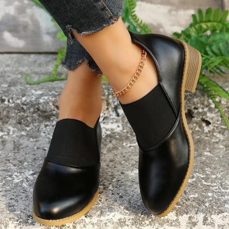 

Classic Basic Women Ankle Boots Spring Autumn Office Ladies Casual Thick Heels Genuine Leather Shoes Woman Concise Shoes Big Siz