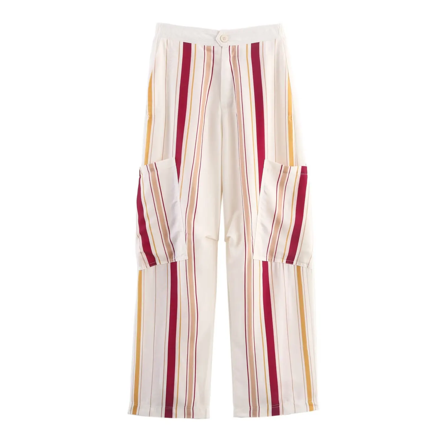 Estilo europeu e americano 2025 outono novas roupas femininas design sentido moda contrastante listrado calças de cintura alta