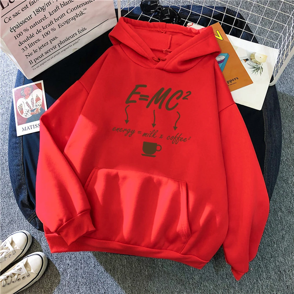 Energy = Milk * Coffee Print Women Hoodie Autumn Fashion Streetwear Loose Fleece Pullover Multicolor Y2K Hoody For Unisex