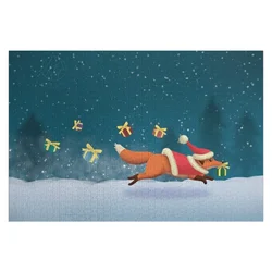 Santa fox Jigsaw Puzzle Customized Photo Personalised Jigsaw Name Wooden Toy Christmas Gifts Puzzle