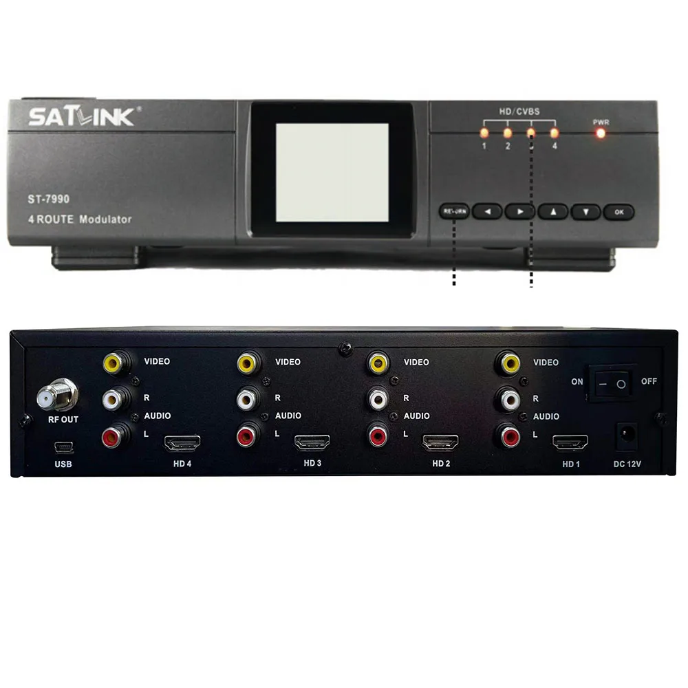 SATLINK WS-7990 4-канальный Hdmi Av-Rf-модулятор Dvb-c Dvb-t Isdbt 1920x1080p Catv Hd видеокодер Модулятор Радиочастотный модулятор